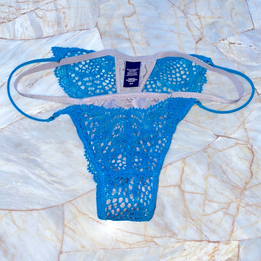 Victoria Secret Crochet Lace Blue/Grey Small